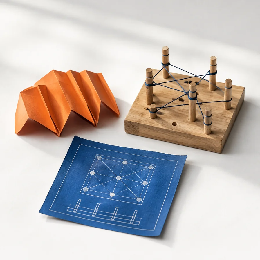 Separate paper shade, wooden base and arrangement plan