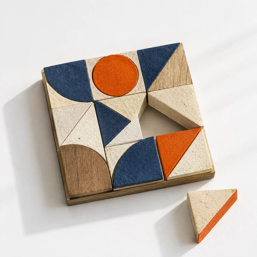 A mosaic waiting for its joining piece