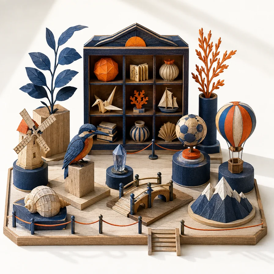 Everyday objects on miniature mounts